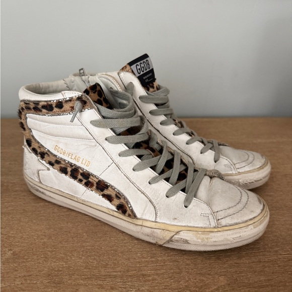 Golden Goose Women's White and Leopard Sneakers